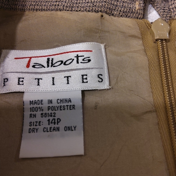 Talbots creme and brown Beautiful dress size 14p - Picture 4 of 8